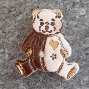Vintage • ceramic teddy bear pin brooch